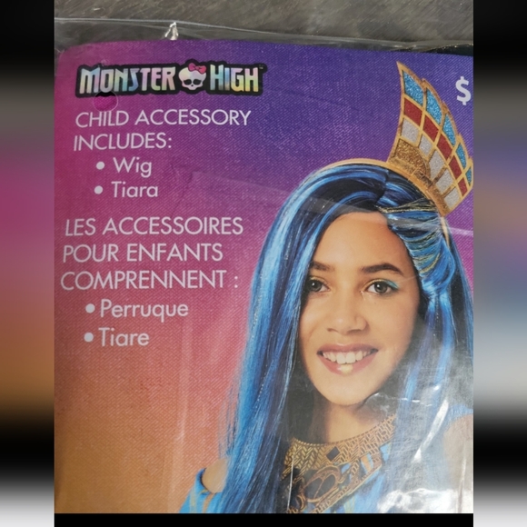 Monster High Blue Wig and Gold Tiara Set - Picture 1 of 5